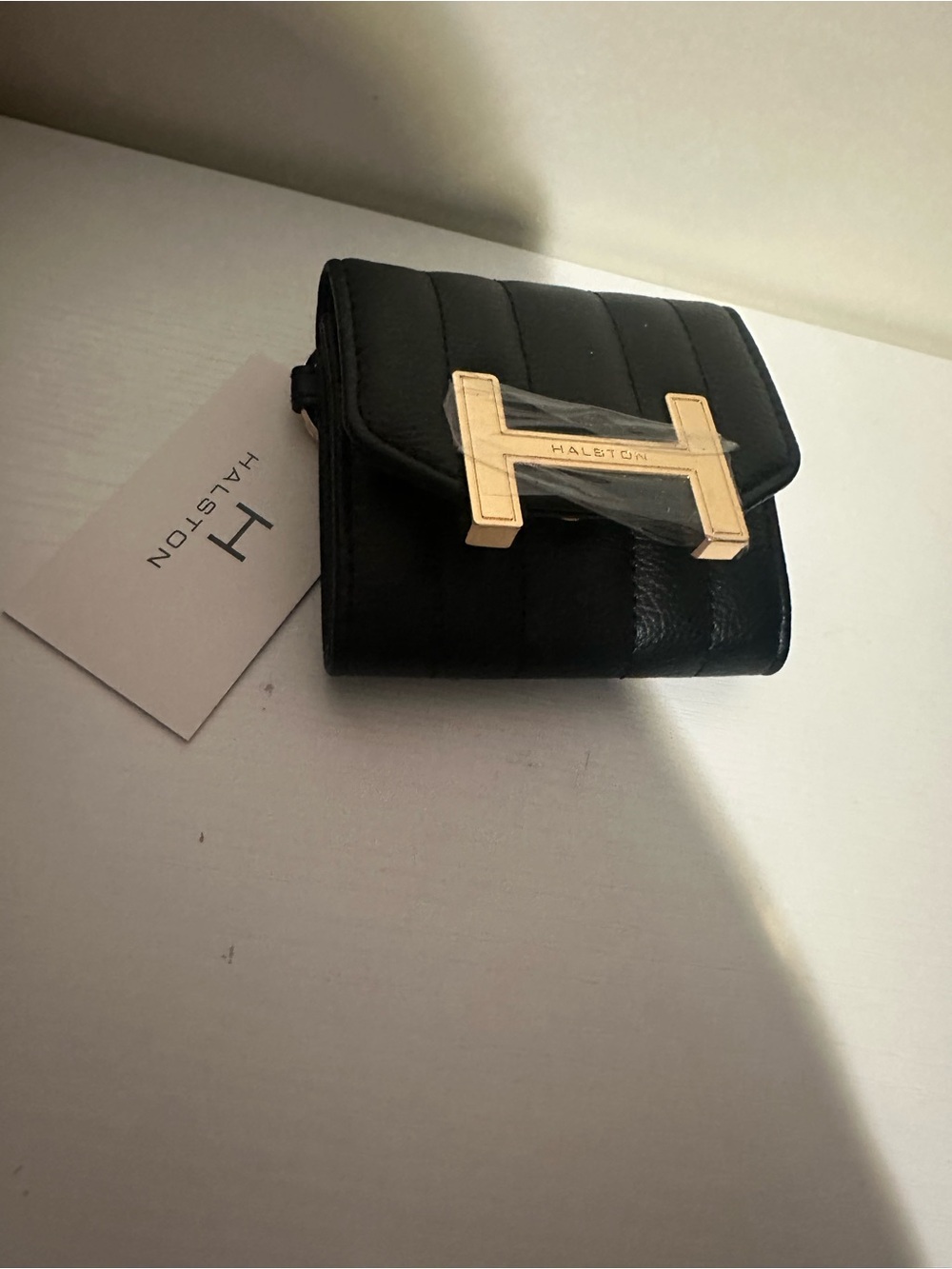 Halston Heritage Black Quilted Wallet with Gold H Accent - Picture 2 of 2